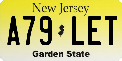 NJ license plate A79LET