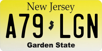 NJ license plate A79LGN