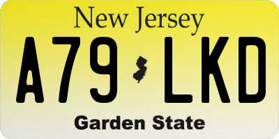 NJ license plate A79LKD