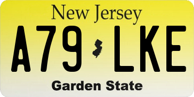 NJ license plate A79LKE