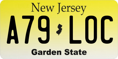 NJ license plate A79LOC