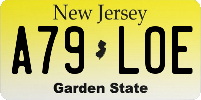 NJ license plate A79LOE