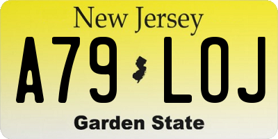 NJ license plate A79LOJ