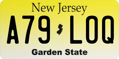 NJ license plate A79LOQ