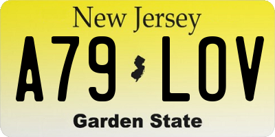 NJ license plate A79LOV