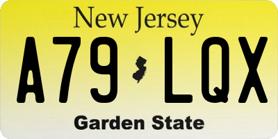 NJ license plate A79LQX