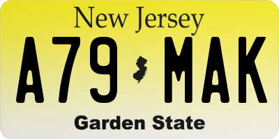 NJ license plate A79MAK