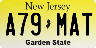 NJ license plate A79MAT