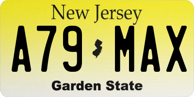 NJ license plate A79MAX