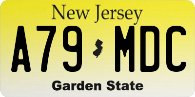 NJ license plate A79MDC