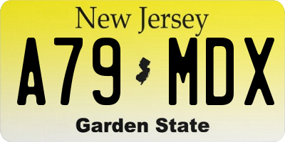 NJ license plate A79MDX