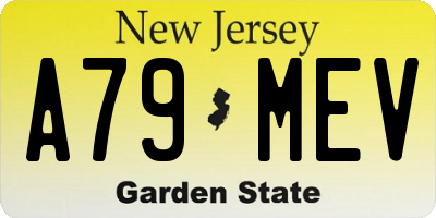 NJ license plate A79MEV