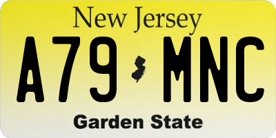 NJ license plate A79MNC