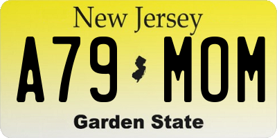 NJ license plate A79MOM