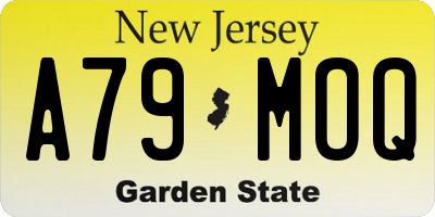 NJ license plate A79MOQ