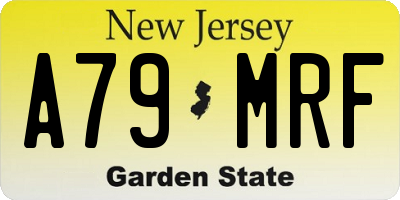 NJ license plate A79MRF