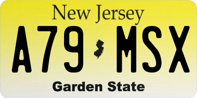 NJ license plate A79MSX