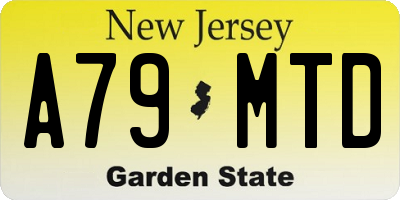 NJ license plate A79MTD