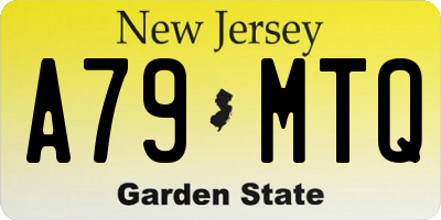 NJ license plate A79MTQ