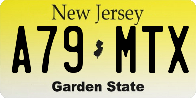 NJ license plate A79MTX
