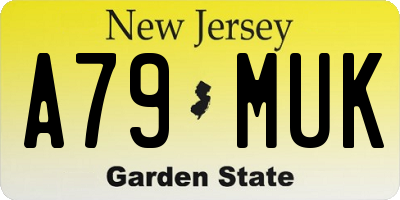 NJ license plate A79MUK