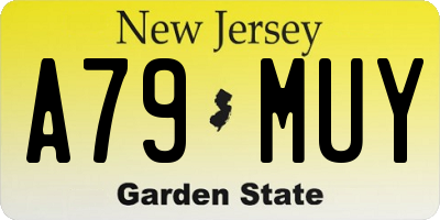 NJ license plate A79MUY