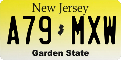 NJ license plate A79MXW