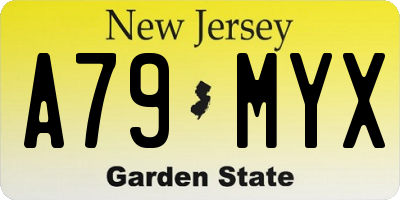 NJ license plate A79MYX