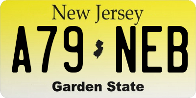 NJ license plate A79NEB