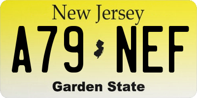 NJ license plate A79NEF