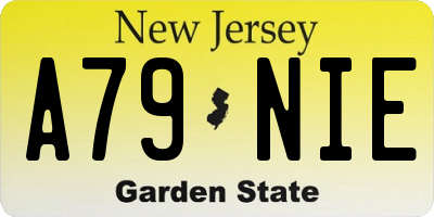 NJ license plate A79NIE