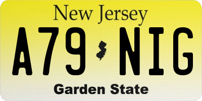 NJ license plate A79NIG