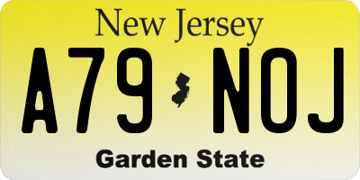 NJ license plate A79NOJ