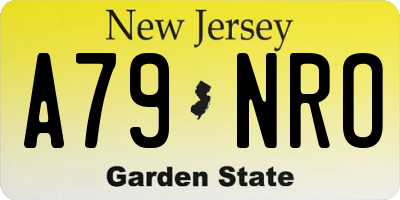 NJ license plate A79NRO