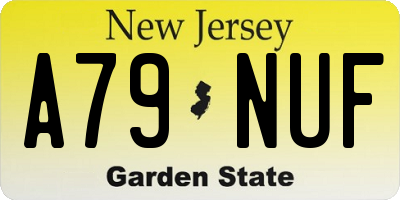 NJ license plate A79NUF