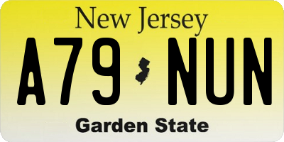 NJ license plate A79NUN