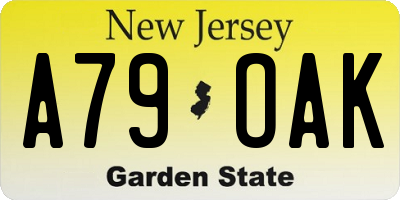 NJ license plate A79OAK