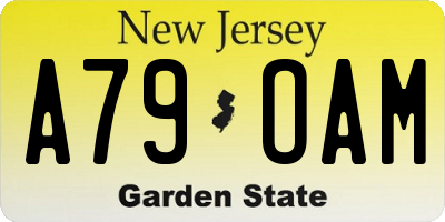 NJ license plate A79OAM