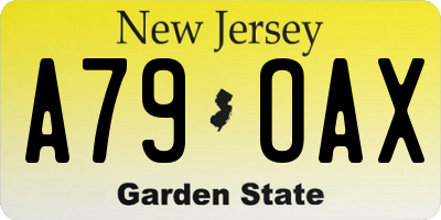 NJ license plate A79OAX
