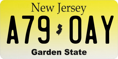 NJ license plate A79OAY