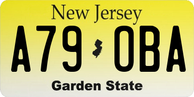 NJ license plate A79OBA