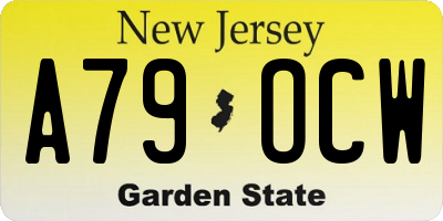 NJ license plate A79OCW