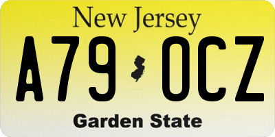 NJ license plate A79OCZ