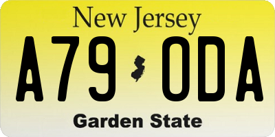 NJ license plate A79ODA