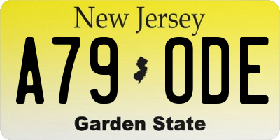 NJ license plate A79ODE