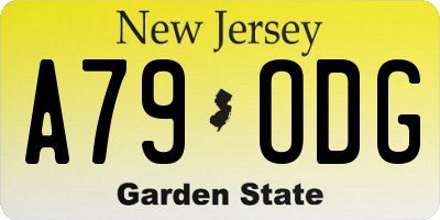 NJ license plate A79ODG