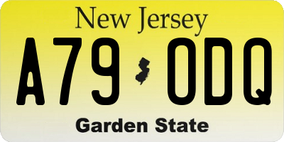 NJ license plate A79ODQ