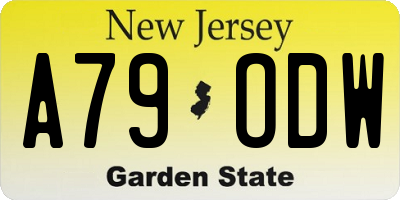 NJ license plate A79ODW