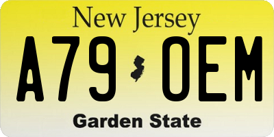 NJ license plate A79OEM