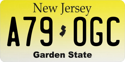 NJ license plate A79OGC